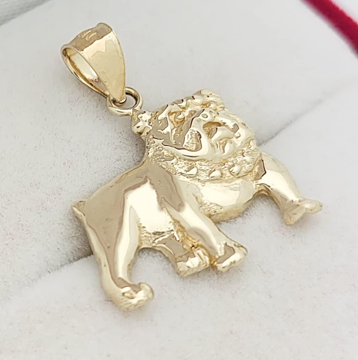 Solid 10k Gold Bulldog Charm Pendant, Textured Realistic Dog Animal Pendant for Chain, Fine Jewelry Birthday Gift for Dog Owners
