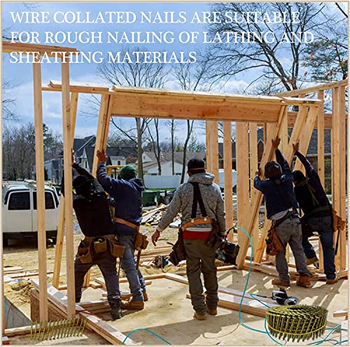 Framing Collated Siding Nails, 3600 Count -1/2-Inch By .080-Inch Collated Wire Coil, 15 Degree Ring Shank Coil Thickcoat Round Head For Rough Nailing,Siding, Sheathing, Decking And Fencing #TOP4