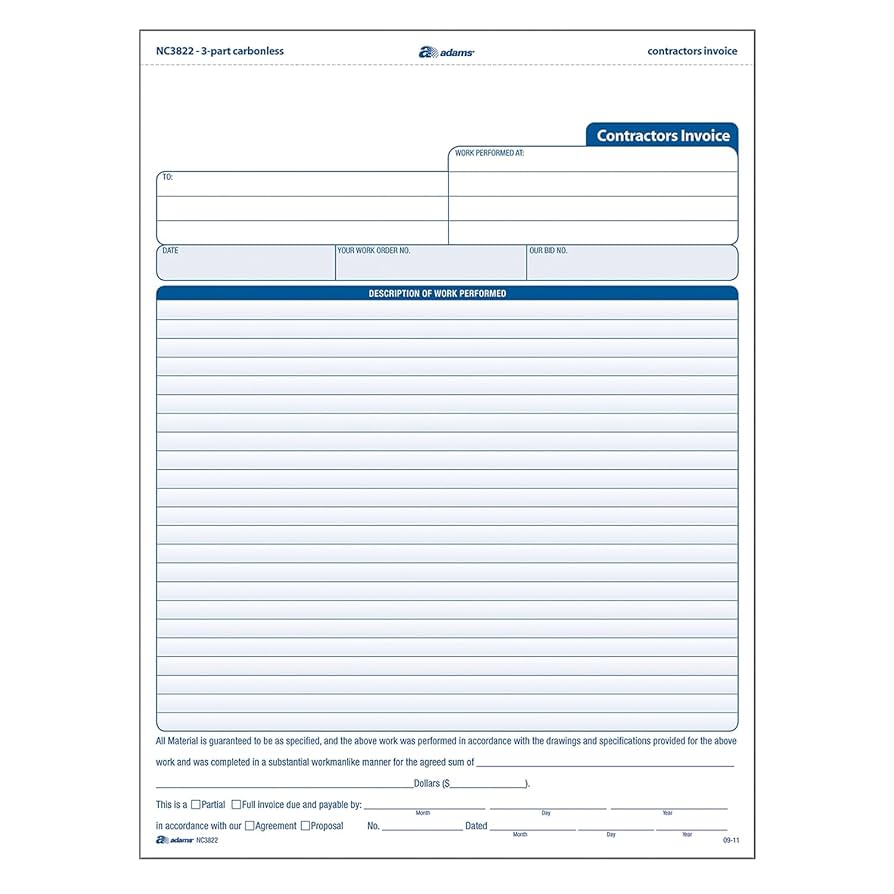 Amazon.com : Adams Contractor Invoice Forms, 8.5 x 11.44 Inch, 3-Part, Carbonless, 100-Pack, White, Canary and Pink (NC3822) : Office Products amazon-com-adams-contractor-invoice-forms-8-5-x-11-44-inch-3-part-carbonless-100-pack-white-canary-and-pink-nc3822-office-products