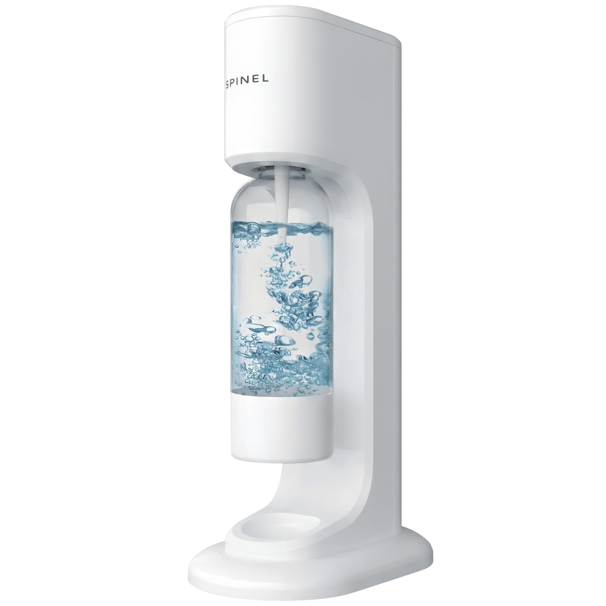 Spinel Soda BubbleOn gazéificateur d'eau gazeuse – Kit de démarrage avec cartouche de CO2, bouteille 1 l sans BPA – Blanc – Réglage du niveau de carbonatation jusqu'à 60 l