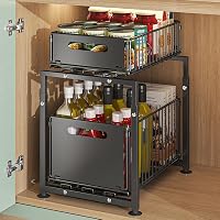 Organizer Sottolavello Cucina 2 Livelli, Altezza Regolabile 41-49 cm