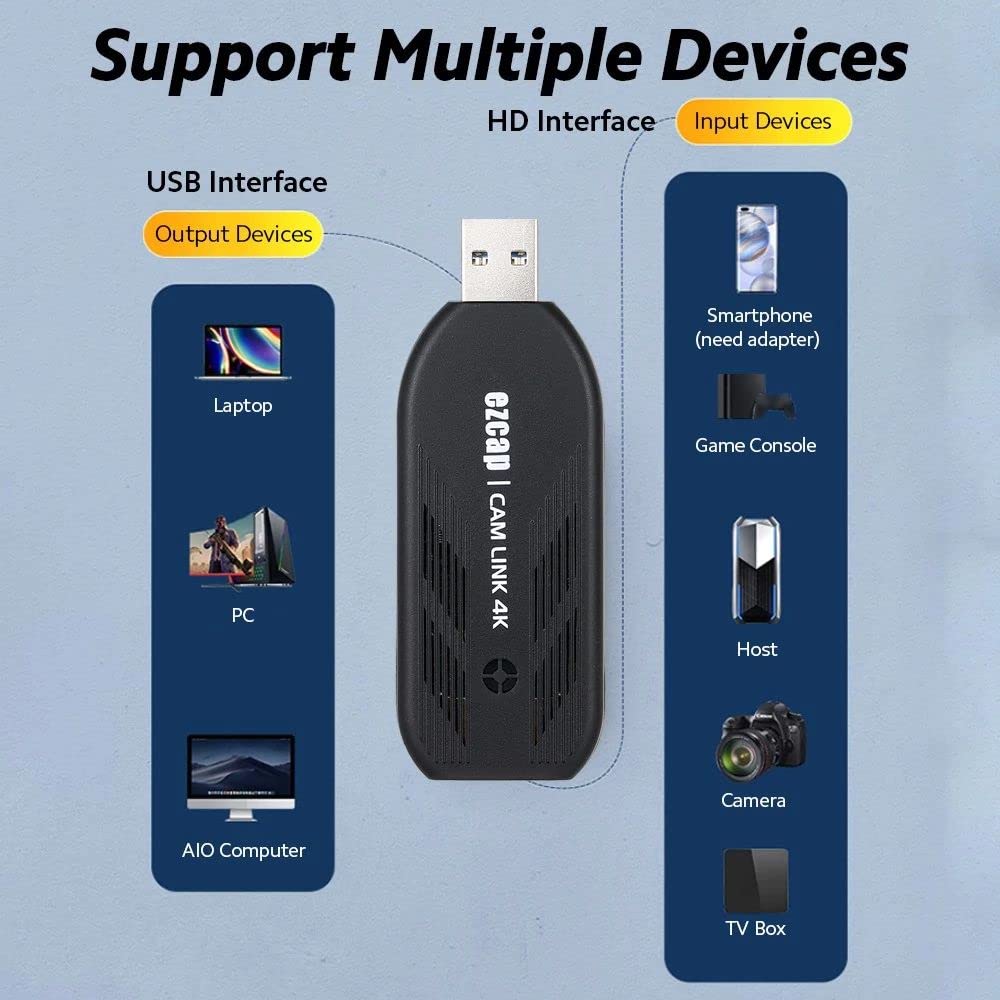 Tarjeta de Captura de Video USB 4K Cámara DSLR Cámara de Video Cámara de transmisión en Vivo DV Tarjeta de Captura Amplia compatibilidad