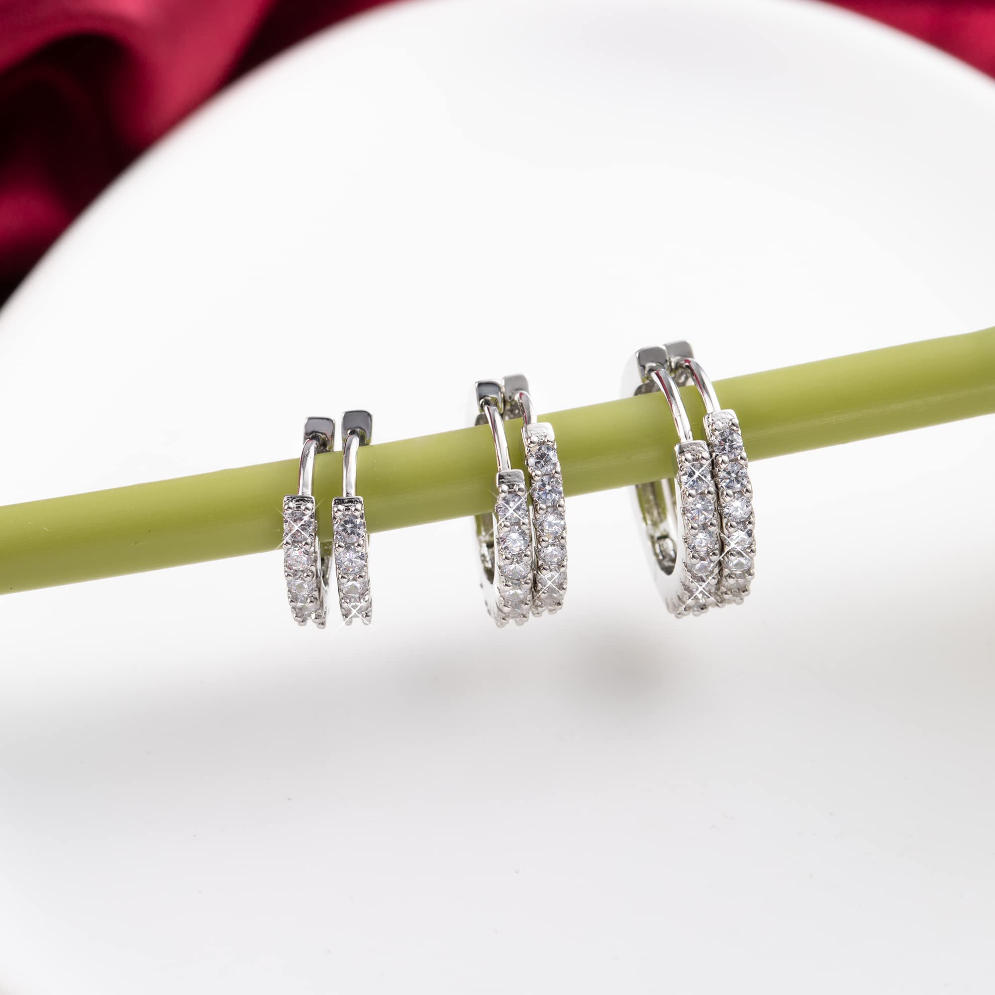 ALEXCRAFT Orecchini Cerchio Argento 925 in Oro 14K, Oro Orecchini Anallergici Donna, 3 Paia Orecchini Cerchio Piccoli con Confezione