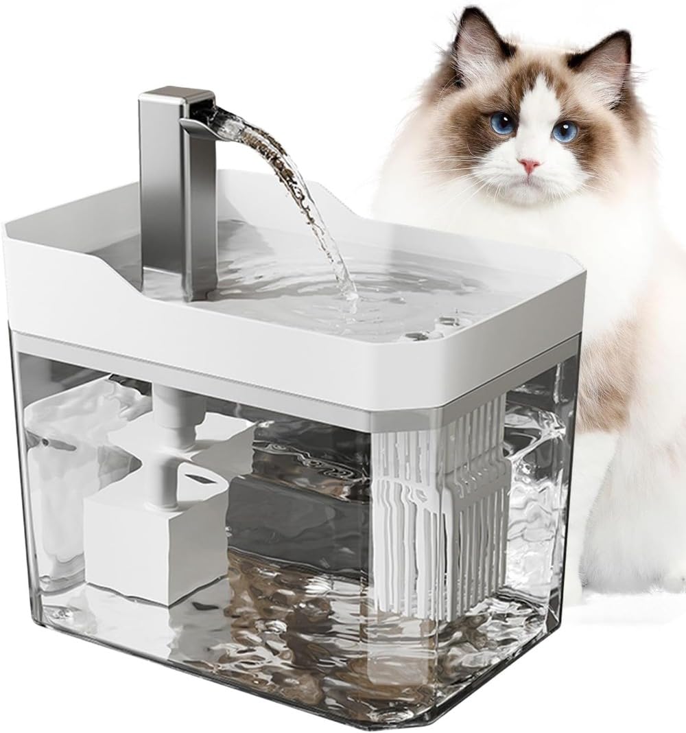 Amazon | 猫の水飲み場 | 写真ペット用自動給水器 |電気猫噴水 | 電気