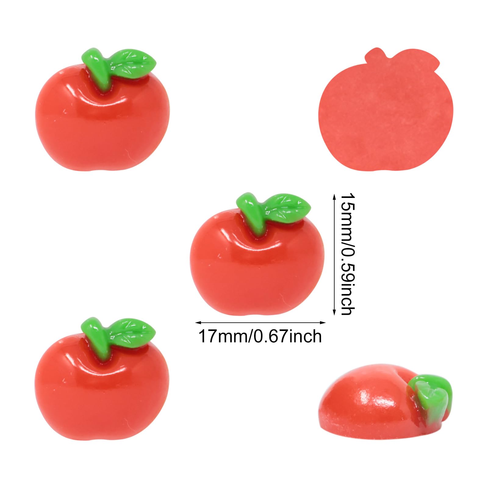 Honbay 50PCS Red Fruit Back to School Flatback Resin Charms Cartoon Sweet Fruit Slime Charms School Supplies Simulated Fruit Resin Embellishments Cute Fruit Food Resin Cabochons Decoration Accessories - Image 2
