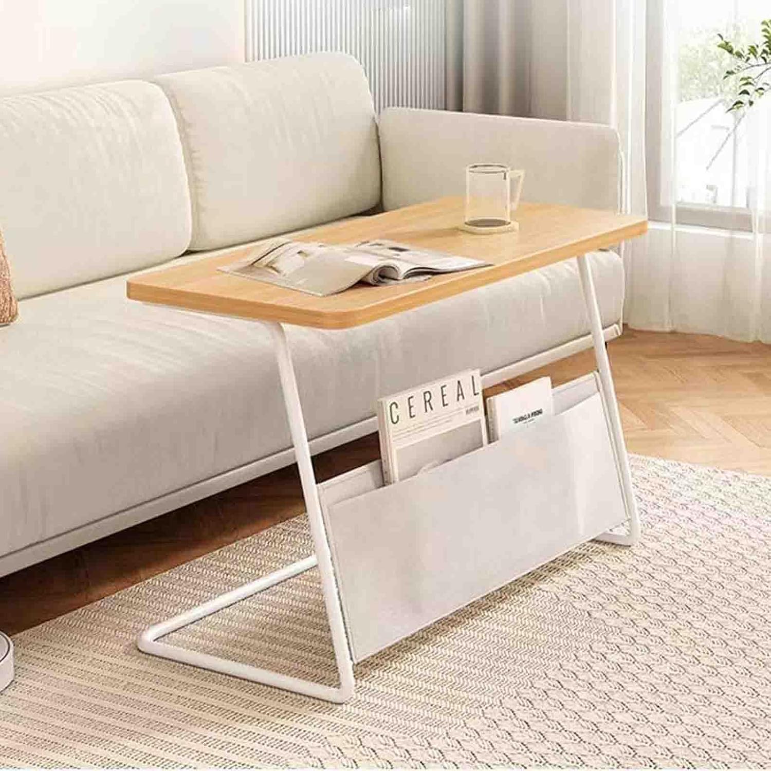 Overbed Table with Wheels,Sofa Side a Few Sides Wrought Iron Bedside Table Shelf Small Square Table,Hospital and Home Medical Use (A 80 * 40cm)
