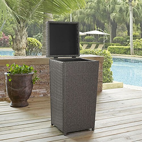 Ergode Outdoor Wicker Trash Can with Removable Lid and