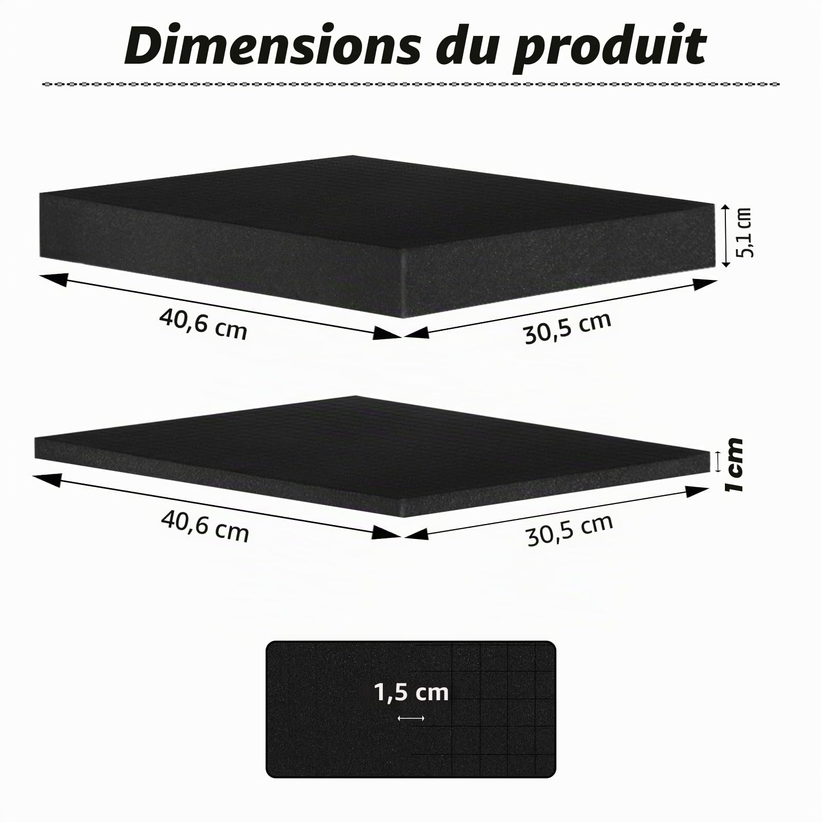Mousse prédécoupée Cube 3 pièces 400 x 300 x 5/10 mm, Plaque de Mousse à découper pour Étui Rigide
