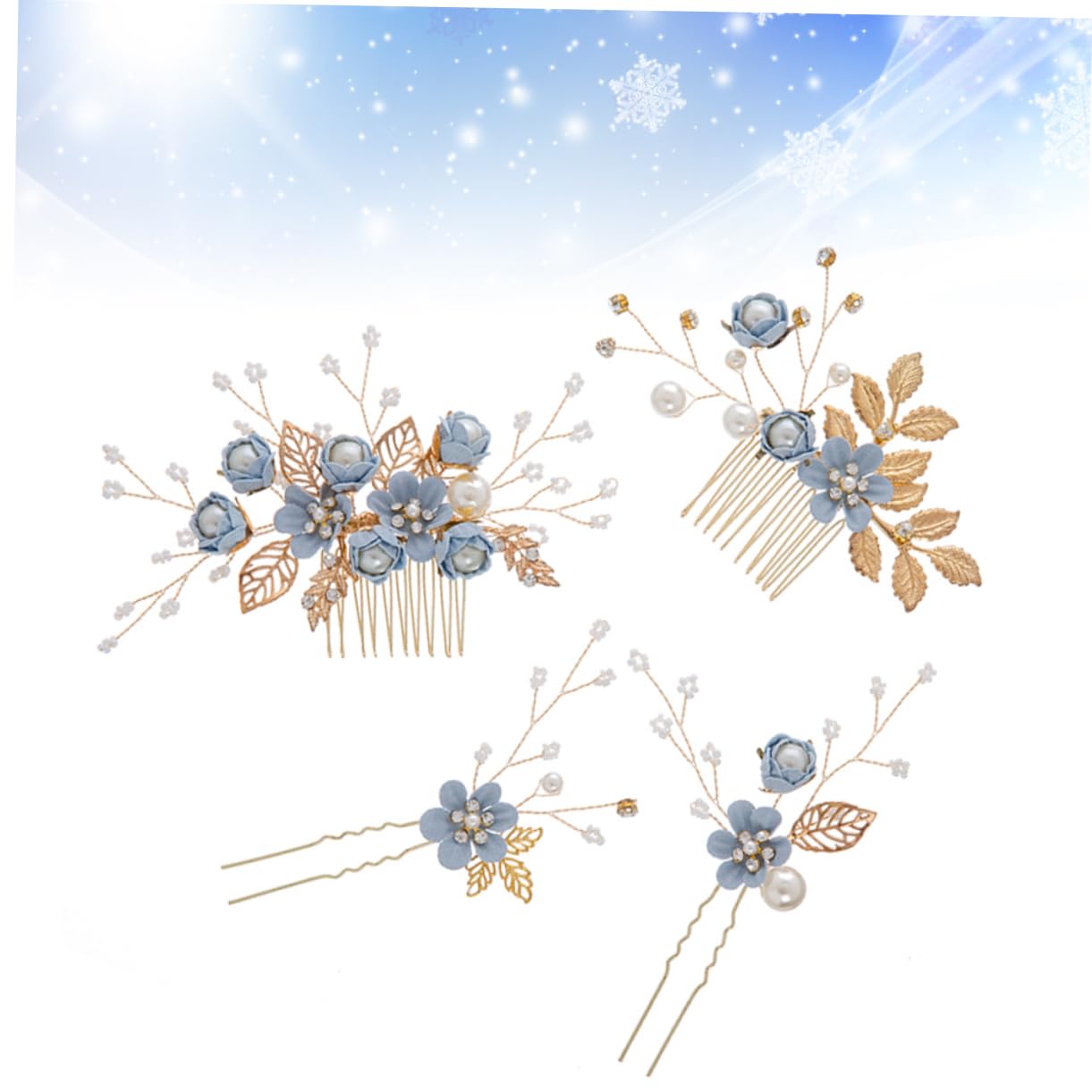 DOITOOL 20 Stk Braut Kopfschmuck Haarnadelstab aus Metall Damen Haar Klammern Haarspangen Strasssteine Golddekor Brautkamm Kamm für Braut Modellieren Blumen Anzug Passen Baby Zubehör