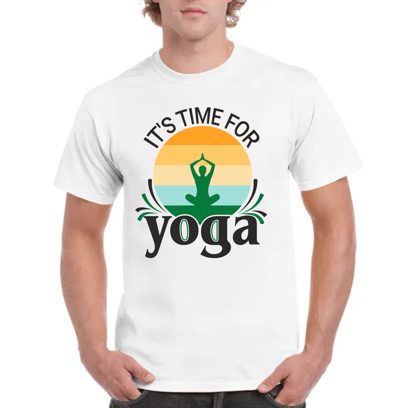KingPrint Unisex Yoga White Half Sleeve Polyester Tshirts International Yoga Day-picture-23