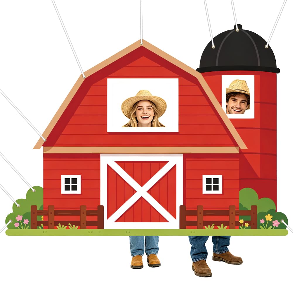 WADORN Farm Barn Decorations Backdrop, 6.6x4.9Ft Farm Building Theme Party Banner Backdrops Large Farming Photography Background Photo Booth Props for Indoor Outdoor Birthday Party Decor Supplies