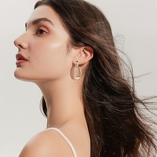 Miniatura 3 de Matte Gold Silver Large Clip On Earrings for Women Statement Earrings