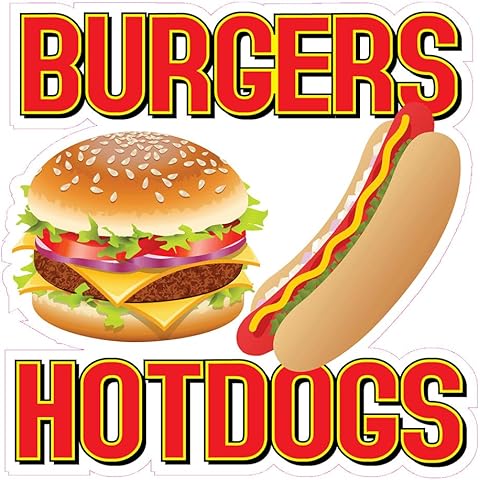 Burgers Hotdogs Concession Restaurant Food Truck Die-Cut Vinyl Sticker 10 inches