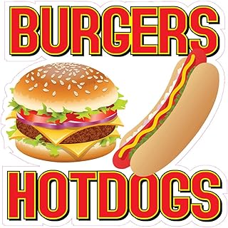 Burgers Hotdogs Concession Restaurant Food Truck Die-Cut Vinyl Sticker 10 inches