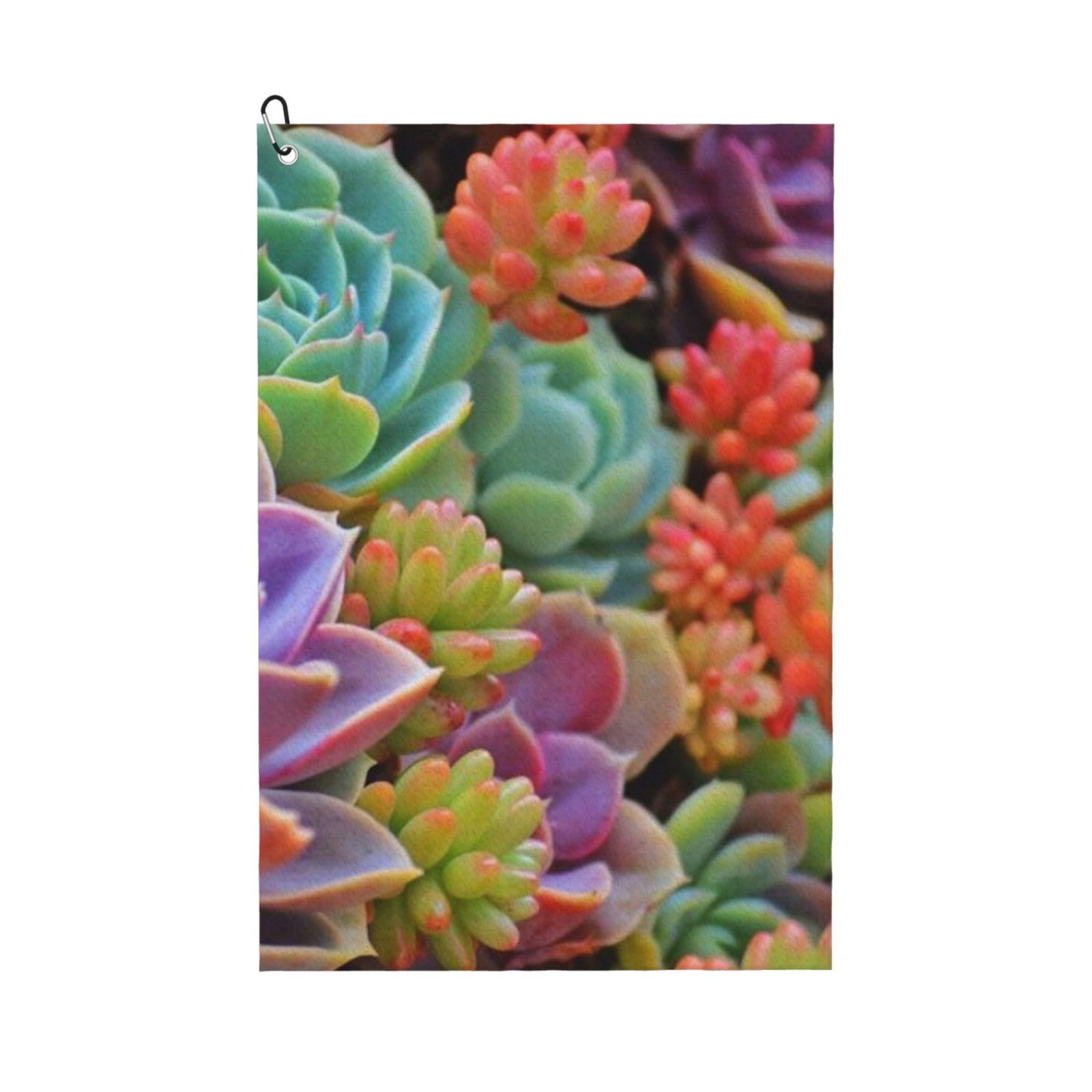 Hnnkloy Cute Beautiful Succulents, 16x24 in Portable Waffle Golf Towels with Carabiner Clip for Golf Bag