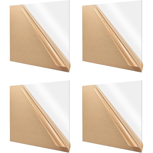 Zuvas Clear Cast Acrylic Sheet 11.8" x 11.8" x 1/8" 4 Pack Clear Plexiglass Sheet Clear Plastic Sheet, DIY Materials for Home Decoration, Advertisement Signs, Display, Picture Frame, Painting