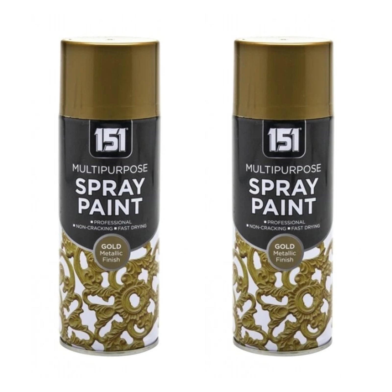 151 Multipurpose Spray Paint, Quick Drying, Easy Application, Ideal for DIY Home Improvement, Renovation Touch Ups & Craft Projects, 300ml (Metallic Gold, Pack of 2)