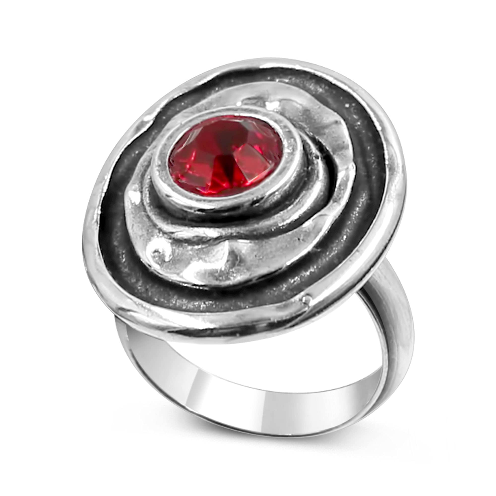 PassoAnillo ajustable mujer en plata con piedra tallada en color Siam. El anillo Waena se usa desde la talla 12 a la 19 aprox. Se envía en una caja de regalo