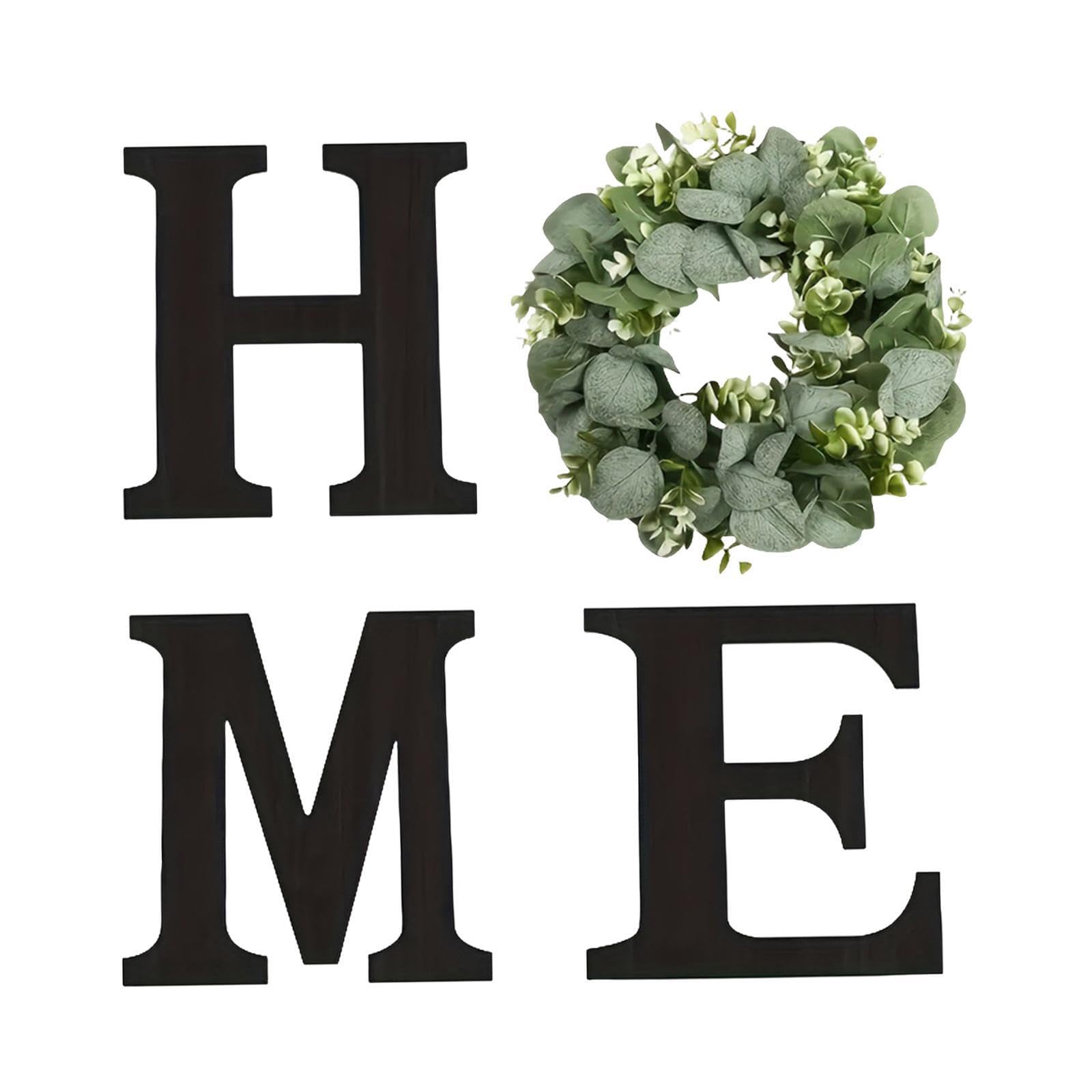 Lettres murales bois Home et couronne végétale pour créer un intérieur chaleureux