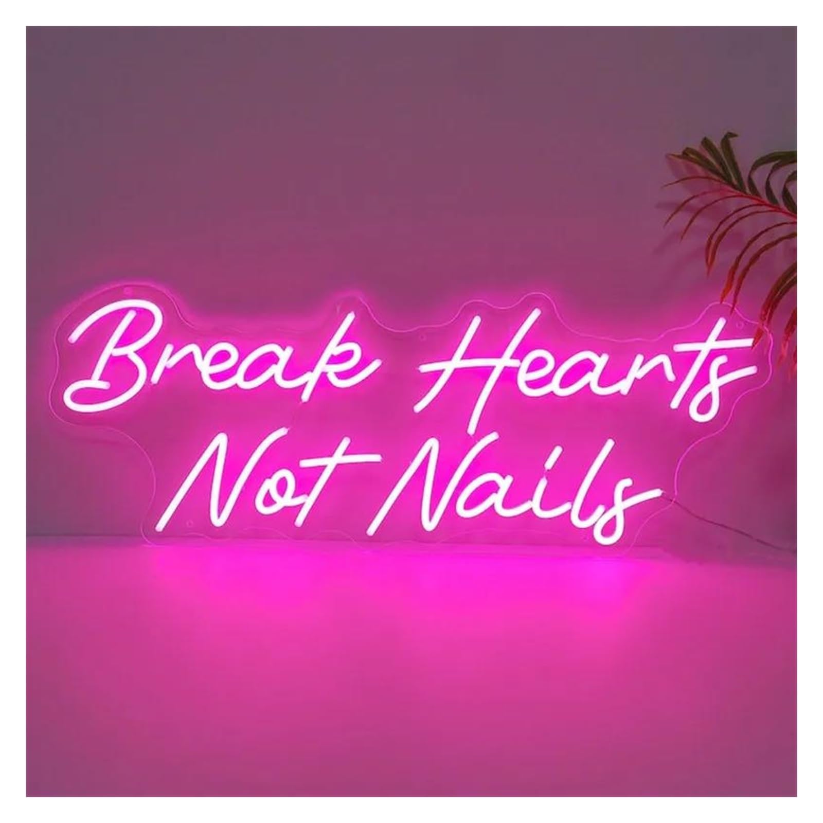 LEMST Signs Lamp Break Hearts Not Nails Neon Sign, Beauty Salon Signboard, Nail Studio Neon Light 50cm
