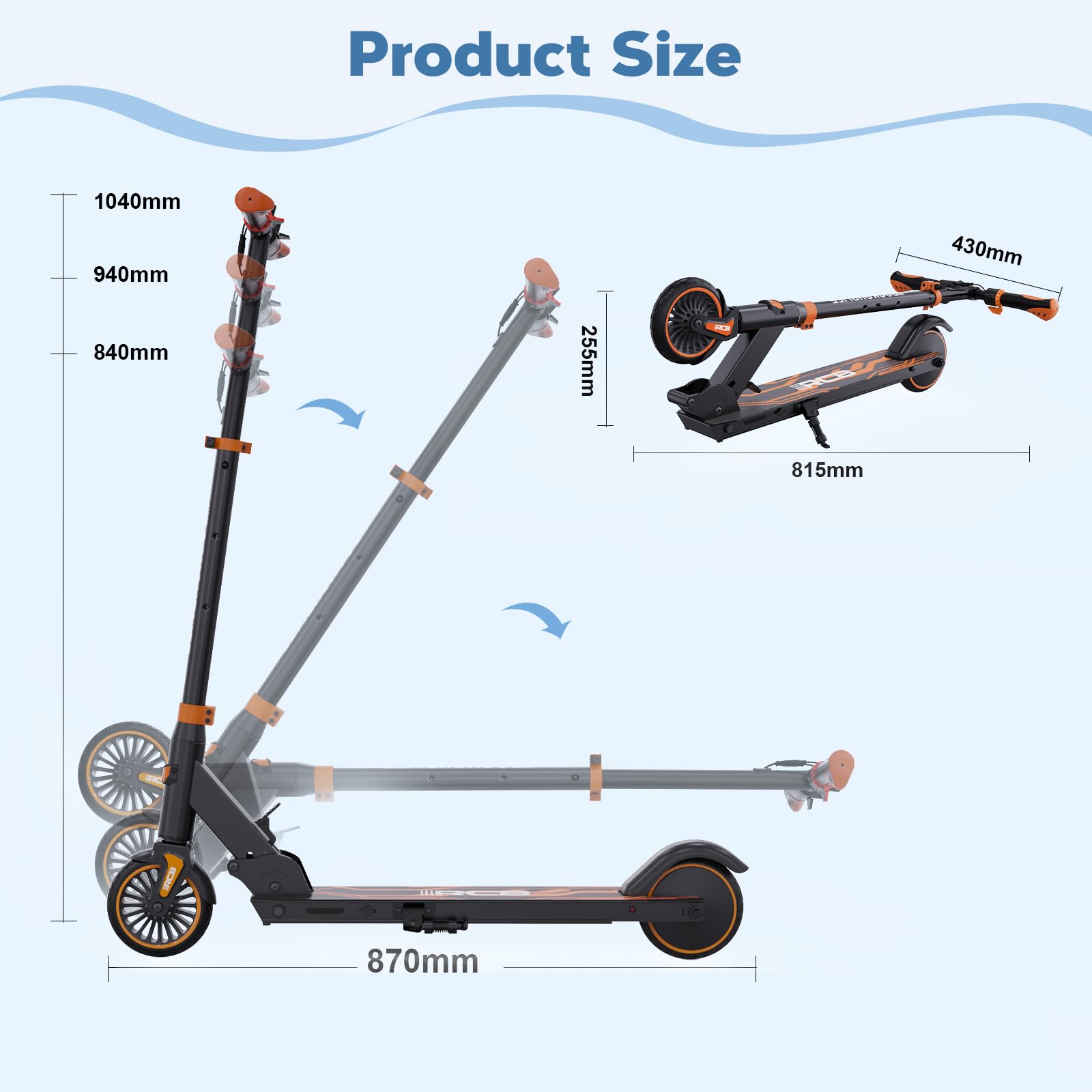 RCB R15 Patinete eléctrico Niños (8-12-16 años) - Máx.20 Km/h, Autonomía máxima 16 Km, Scooter Eléctrico Plegable para niños - Regalo para Adolescentes