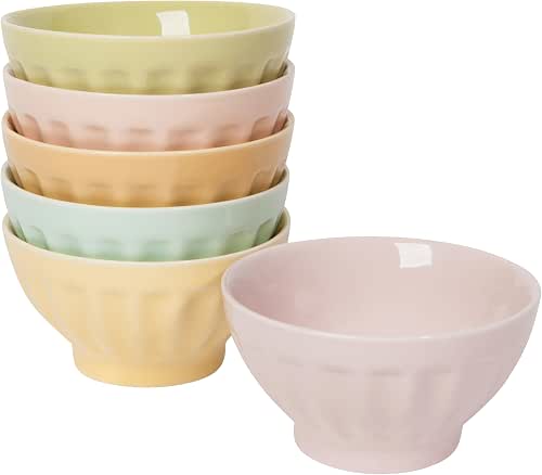 Now Designs Flora Stoneware Sundae Bar Bowls, Set of 6,