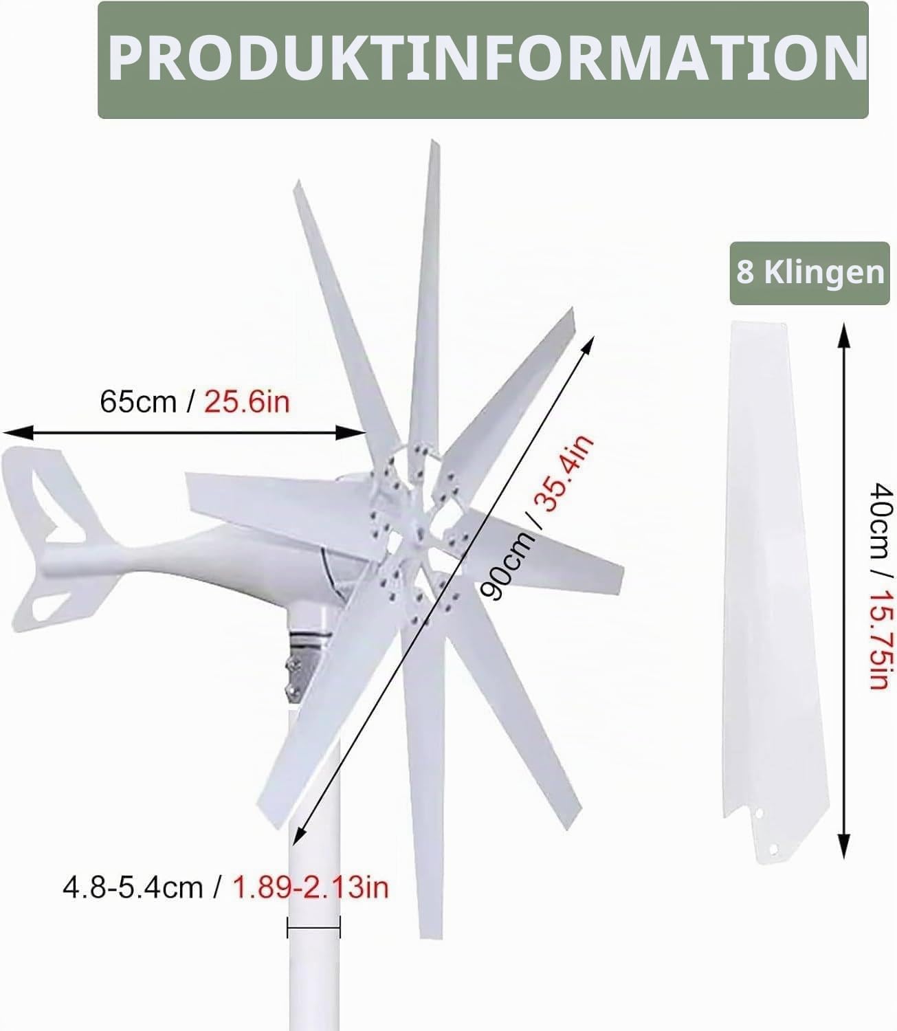 3000w Windkraftanlage – Kleine Windmühle Für Privathaushalte, 12v/24v/48v Hybrid-Solar-Windkraftanlage, Magnetschwebe-Generator 12V