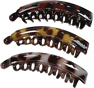 SkyPOOU Paquete de 3 horquillas grandes vintage para el pelo de plátano para mujeres y niñas, color marrón, 13 cm