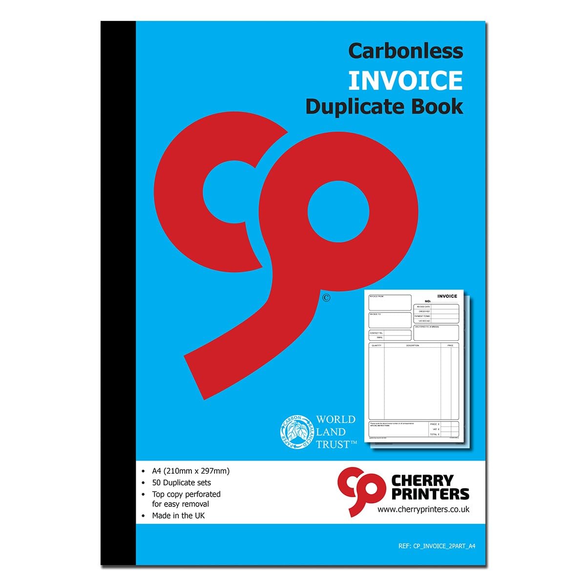 Cherry Carbonless NCR Invoice Book | Duplicate Book | A4 | 50 Sets | **20 Pack** | Perfect for The self-Employed, Small and Larger Businesses |