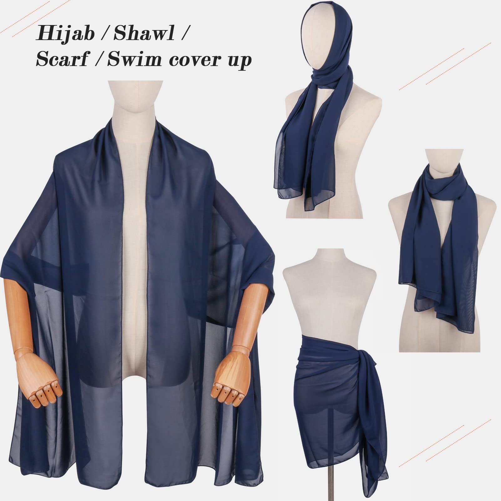 Ladiery Sheer Chiffon Tücher und Wraps für Abendkleider, Damen leichter weicher Schal für Hochzeit Braut Schultertuch