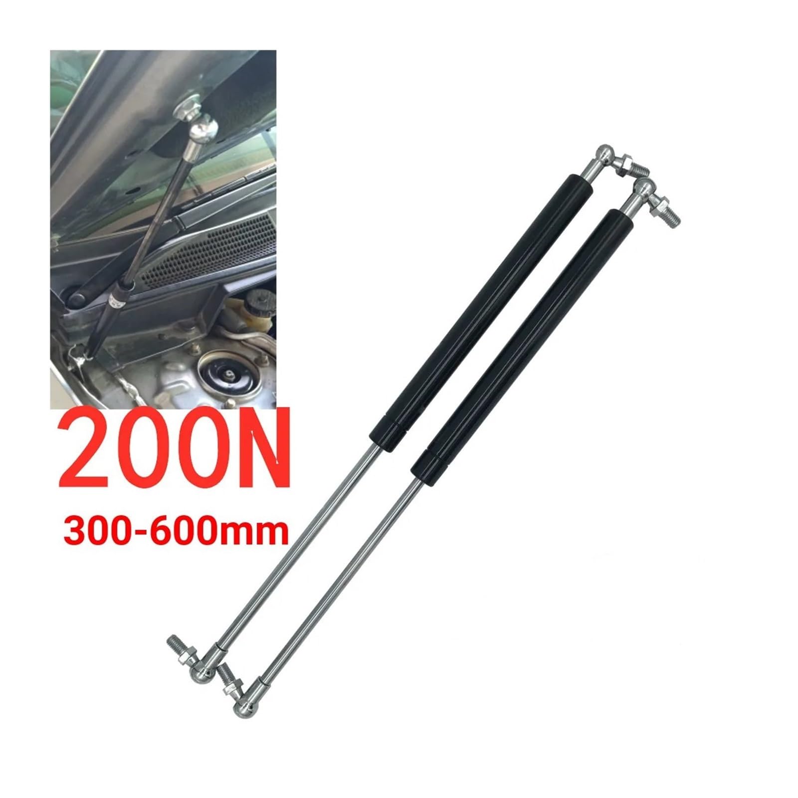 Ammortizzatori Gas 2 Pezzi Ammortizzatori Universali Auto Cofano Anteriore Posteriore Portellone Bagagliaio Sollevamento 300-600mm 200N Molle Gas(550mm)