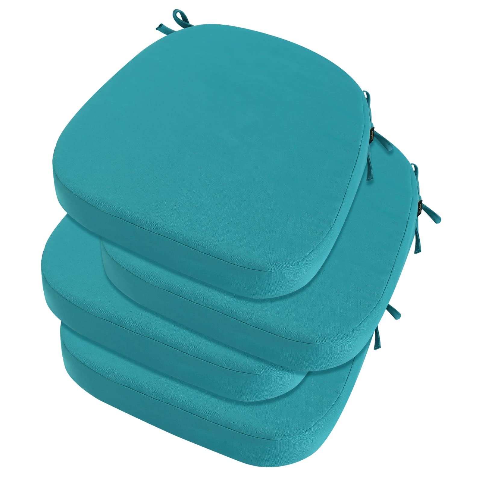 idee-home Outdoor Chair Cushions Set of 4, Thick 19" x 19" x 3" Outdoor Cushions Patio Furniture with Ties, Waterproof Patio Chair Pads Seat Dining Chair Cushions Blue