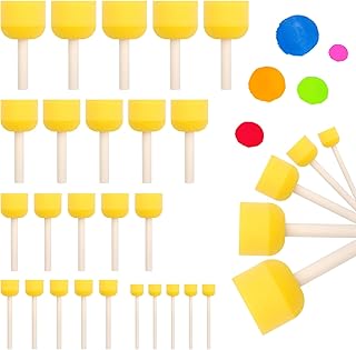 30PCS Schwammpinsel,Schaumstoffpinsel-5 Größen,Schaumpinsel,Schwammstupf Pinsel Set,Malerei Schwamm Pinselset,Pinselset Sc...