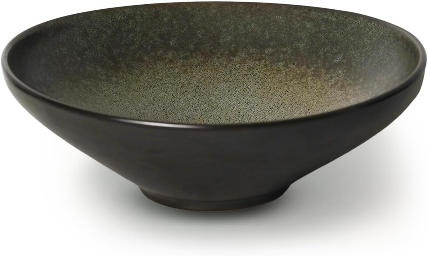 11'' Large Decorative Bowl, Ceramic Decorative Bowl for Coffee Table, Catch All Bowl for Entryway or Kitchen Counter, Handmade Key Bowl for Home Decor, Black Fruit Bowl