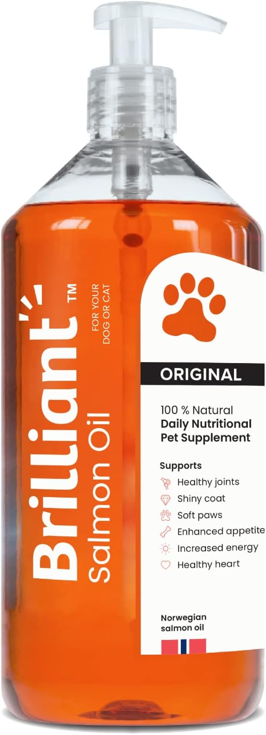 Hofseth Biocare Brilliant Salmon Oil for Dogs, Cats, Puppy, Horse, Ferret & Pets - Pure Omega 3, 6 & 9 Fish Oil Food Supplement | Treats Itchy Skin, Joint Care, Heart Health & Natural Coat (1 Litre)