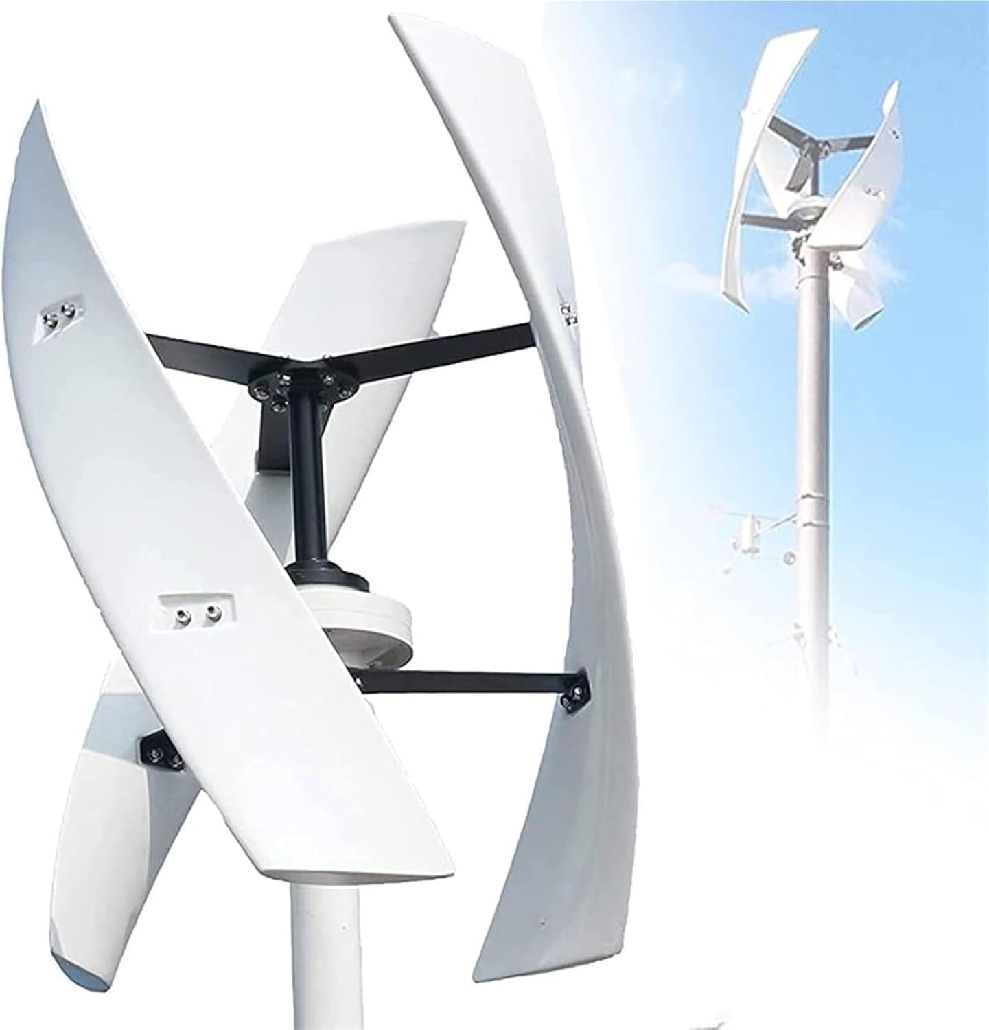 Aerogeneradores Turbina Vertical 16000W/20000W Generador energía eólica Kit 12V 24V 48V 220V con 3 aspas y Controlador para suplementación doméstica(16000W,24V)