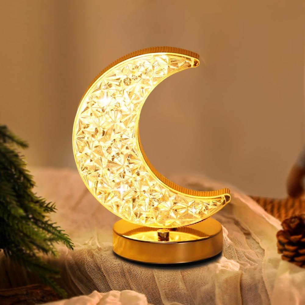 Dreamy Moon Night Light, Ramadan Wireless Moon Light, 3 colors to choose from, suitable for bedside tables, bedrooms, living rooms, Ramadan decoration, Christmas decoration