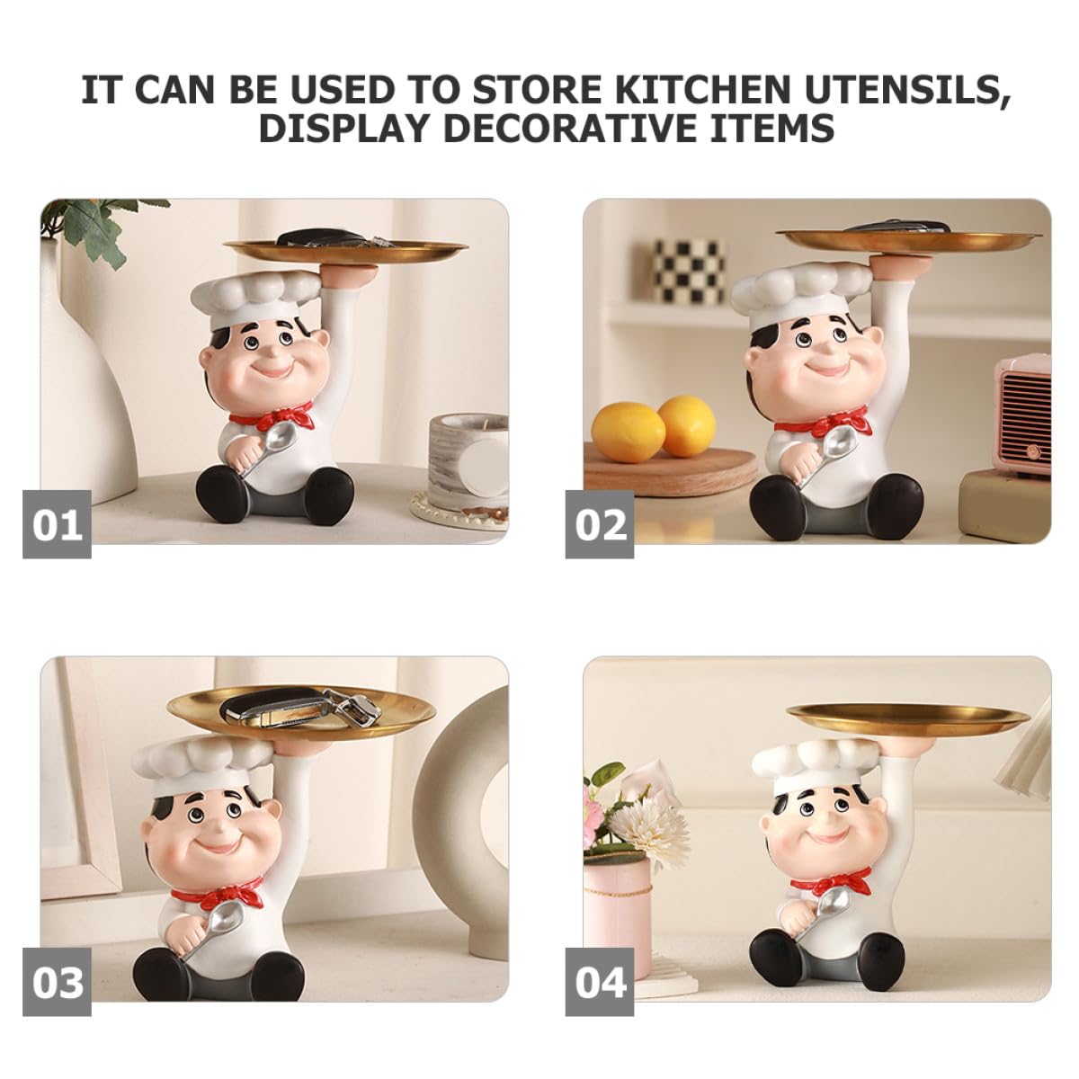 Abaodam Bandeja Decorativa para Almacenamiento de Joyas y Perfumes Diseño Elegante y Funcional de Resina Forma de Chef para Dormitorio o Recibidor