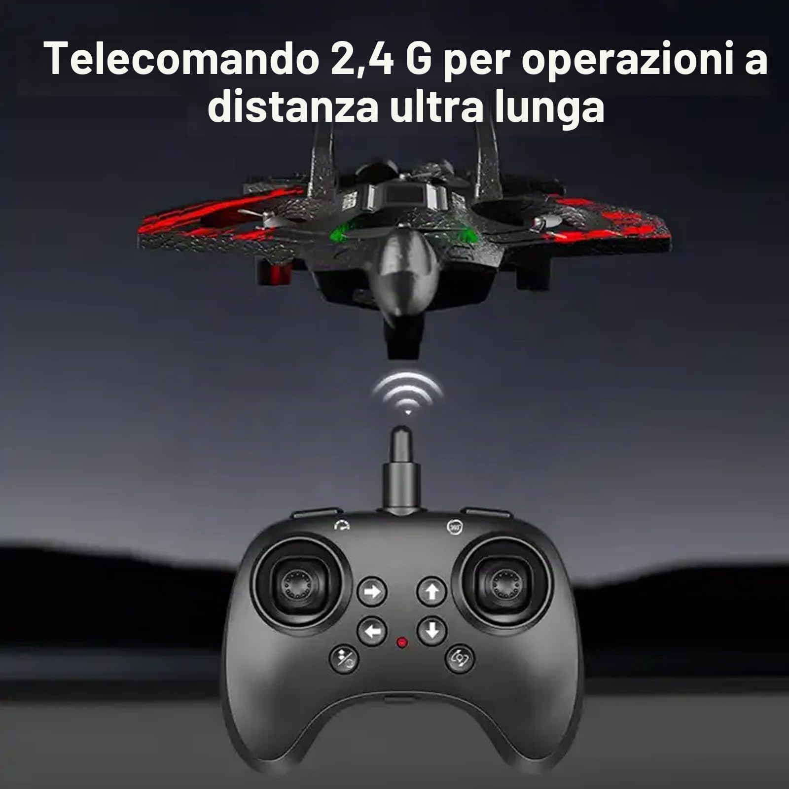NMM Aeroplano telecomandato – EPP ad alta elasticità, aereo Rc a 4 canali con volo sospeso a 360°, giocattolo per bambini, spettacolo di luci LED, 2× batterie di lunga durata e scatola regalo