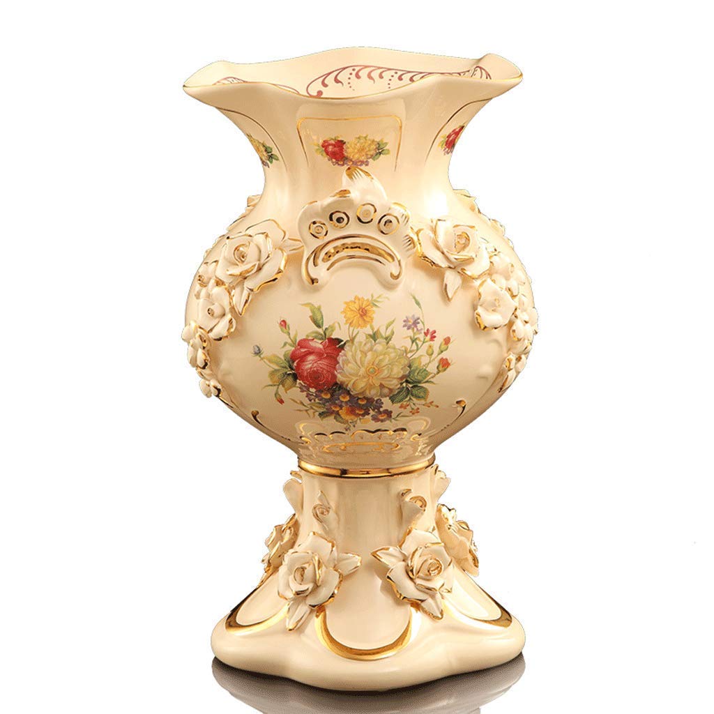 asdchZen Vase Ornament Home European Style Vase Retro Resin Vases Decorative Ornaments Living Room Retro Large Floor Home Table Dry Flower Flower Arranger