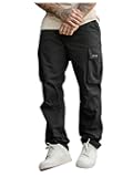 Men's Straight Leg Cargo Pants Casual Streetwear Long Trousers with Pockets
