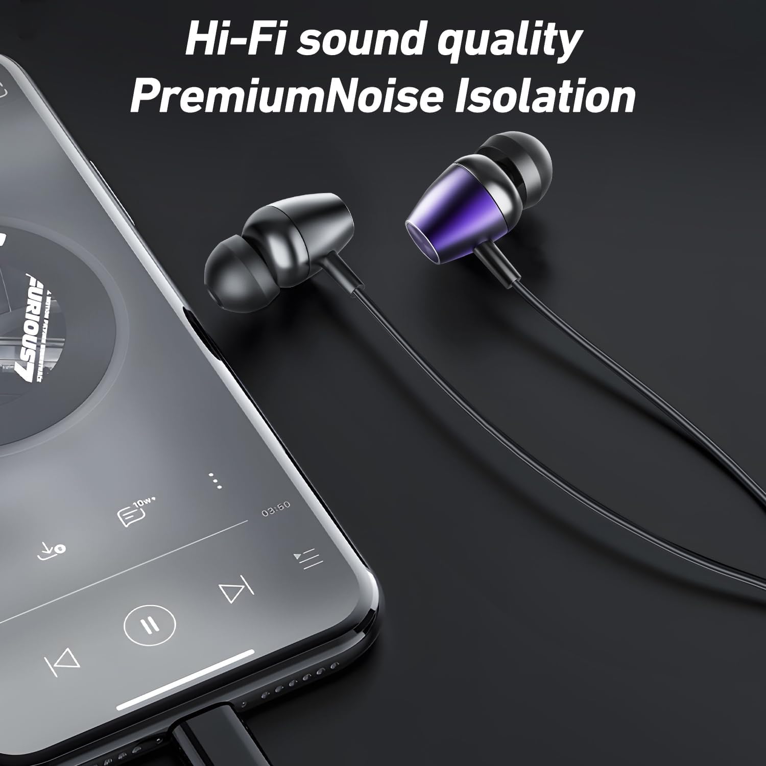 (2Pack) Headphones for iPhone Wired Earbuds with Lightning Connector, Earphones with Mic Volume Control HiFi Stereo Noise Cancelling, Ear Buds for iPhone 14/13/12/11 Pro Max, X/XS/XR, 8/7 Plus — view 5