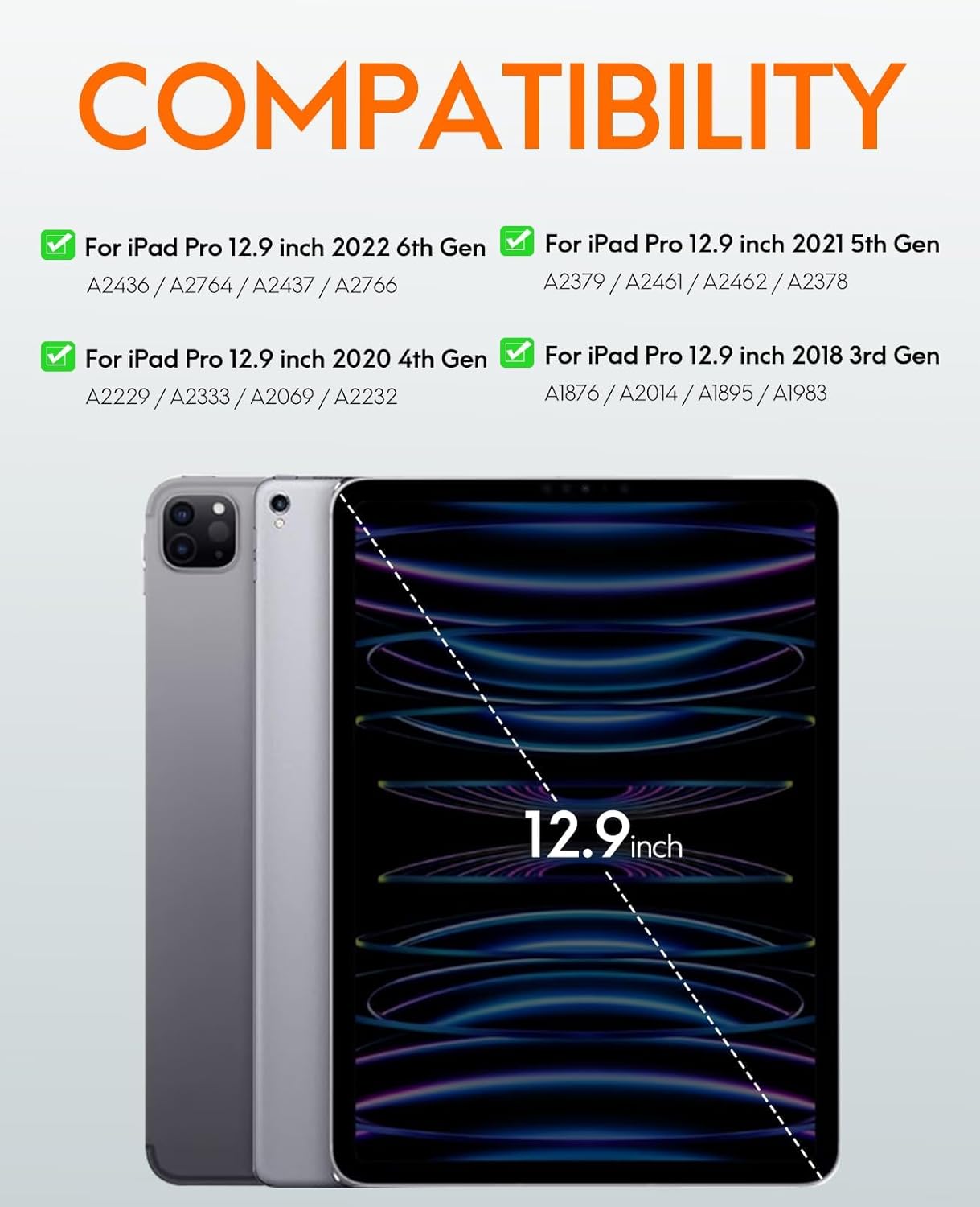 CHESONA Keyboard Case for ipad pro 12.9 inch (6th, 5th, 4th, 3rd Gen-2022,2021,2020,2018)，5-in-1 Hub Docking Station Keyboard case with HDMI/Multi-Gesture Touchpad / 7-Color Backlit，Black