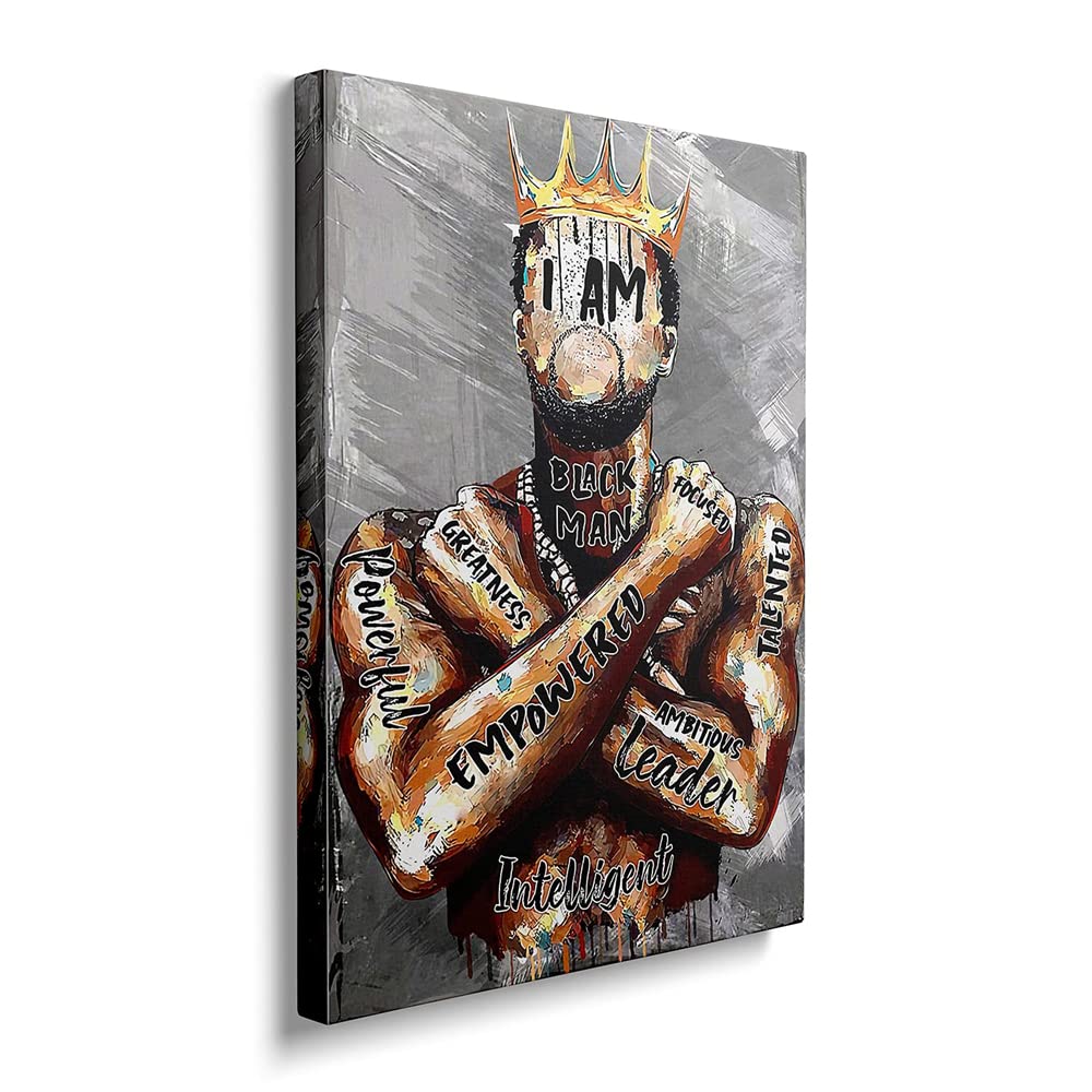 BFSA African American Wall Art Black King And Queen Canvas Print Painting Picture Artwork Inspirational Quotes Wall Decor For Living Room Bedroom Office Home Décor (J,16x24inch (40x60cm))