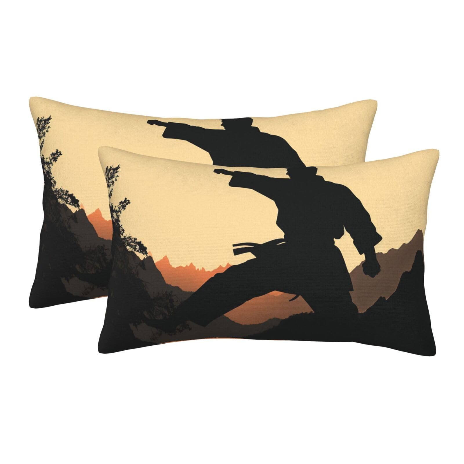 2 Pack Pillow Cases with Hidden Zipper, Soft Breathable Pillow Covers for Hair and Skin, Karate Pillowcases 16"x24" Bed Pillow Protectors Cover for Sleeping Gifts