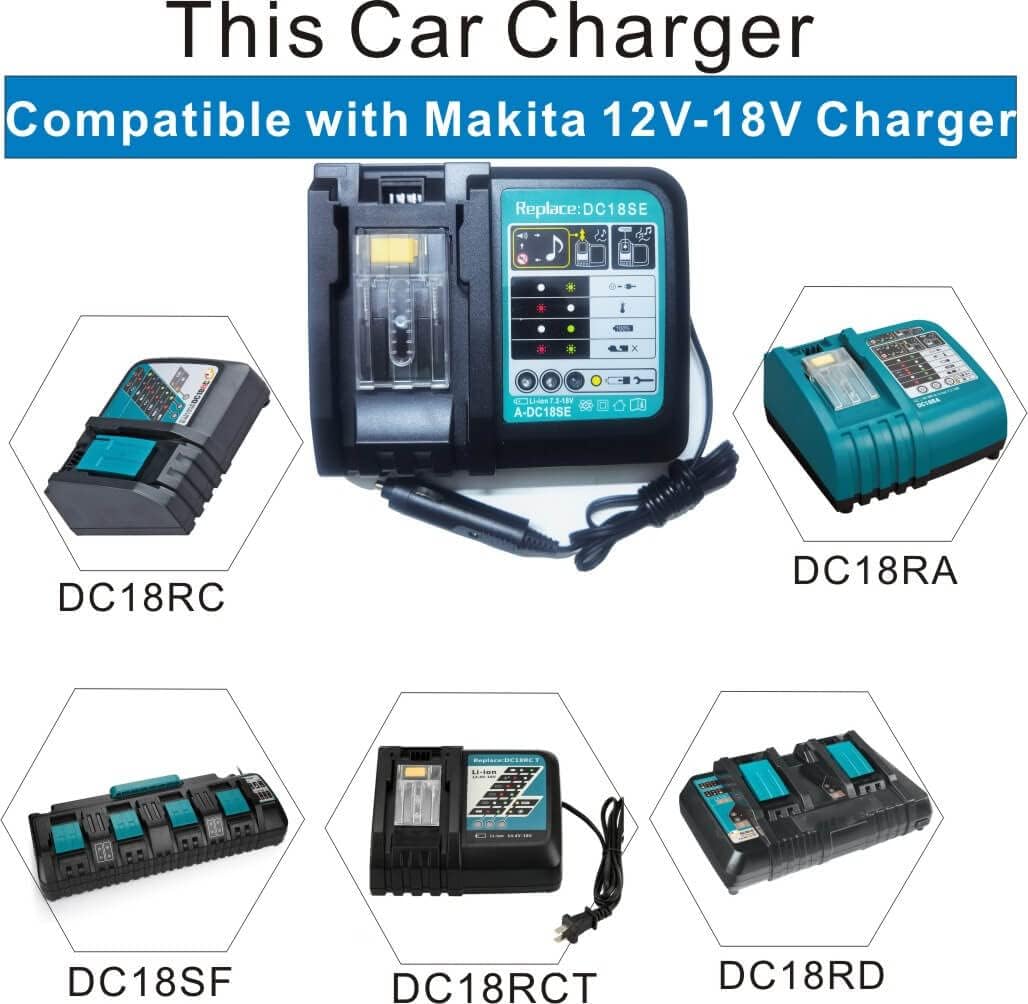 DC18SE for Makita DC18SE Car Battery Charger to Charge Makita 18v BL1835B BL1845B BL1845 BL1820 BL1820B BL1815 BL1815B BL1835 BL1840 BL1840B...