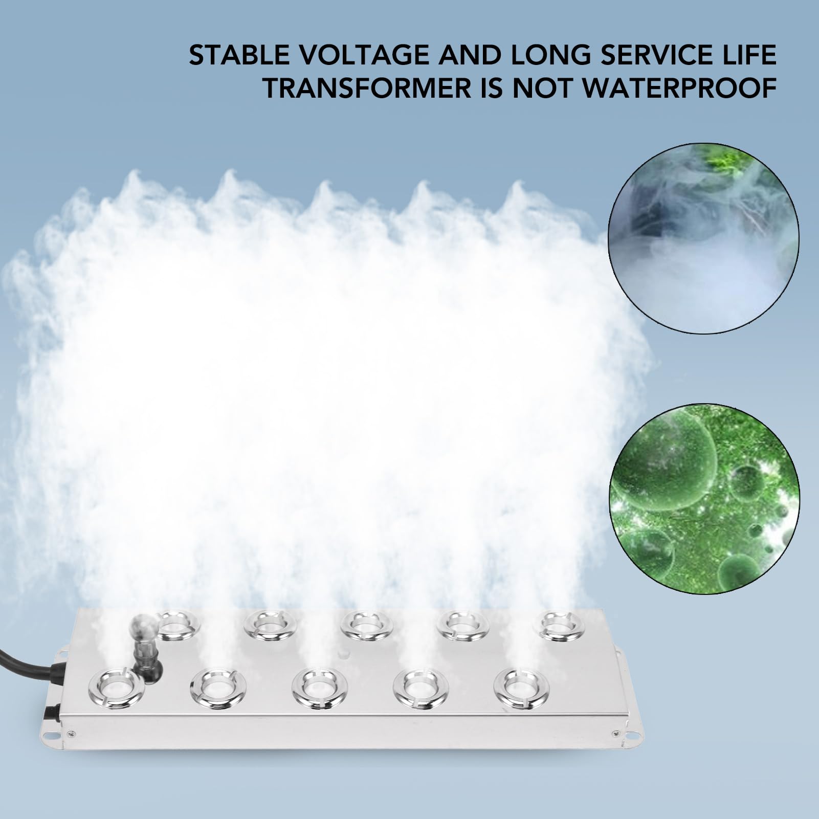 Fabater Brumisateur à Ultrasons, Brumisateur à Ultrasons à 10 Têtes, Humidificateur 350 W, Plaque D'atomisation avec Bouée, Alimentation pour Décoration d'halloween, Rocaille, Aquarium