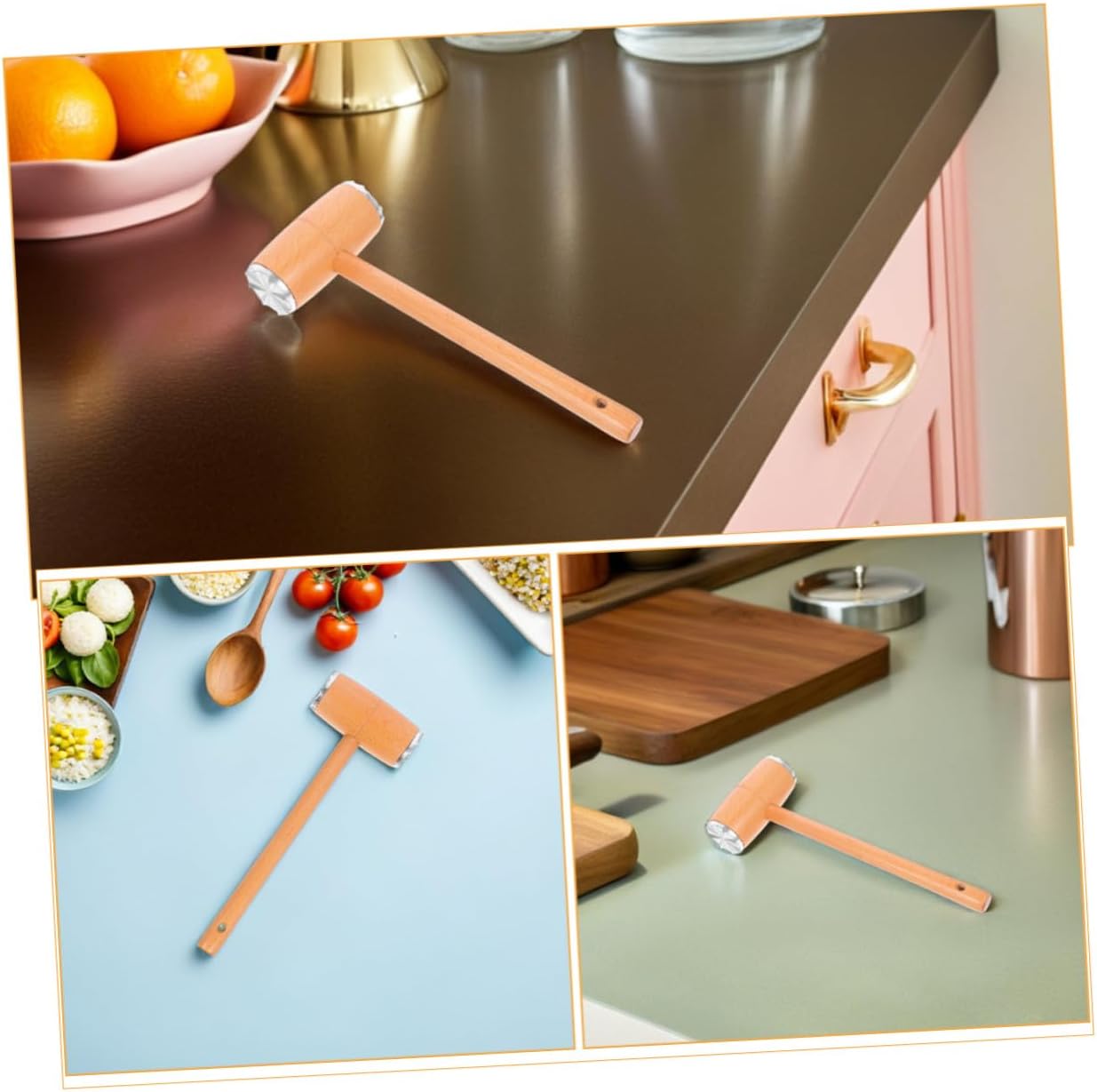 Wood Meat Mallet Tenderizer Hammer, 2pcs Manual Dual-sided Beef and Poultry Meat Pounder with Beech Wood Handle for Kitchen Cooking and Steak Preparation
