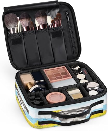 Miniatura 7 de Bolsa de maquillaje de viaje para mujer, grande, cuadrada, portátil, profesional, de tren de coqueta, estuche de cosméticos con asa, para verano,