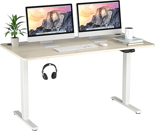 Miniatura 33 de Tangkula Escritorio eléctrico de pie con motor doble, estación de trabajo de 48 x 30 pulgadas de altura ajustable para computadora con controlador